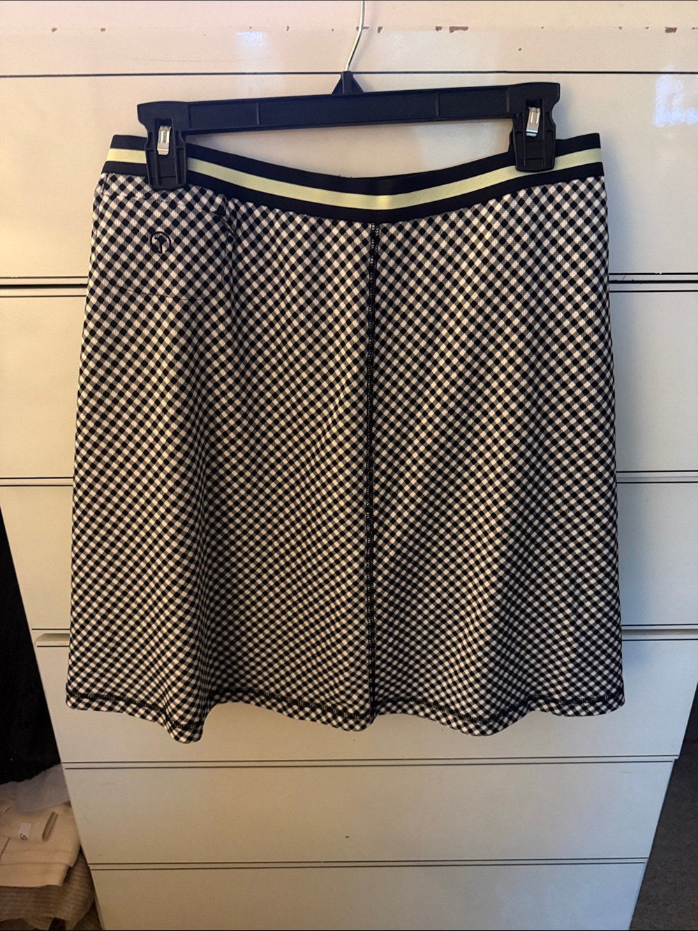 Black and White Gingham Athelet Skirt with Contrast Waistband